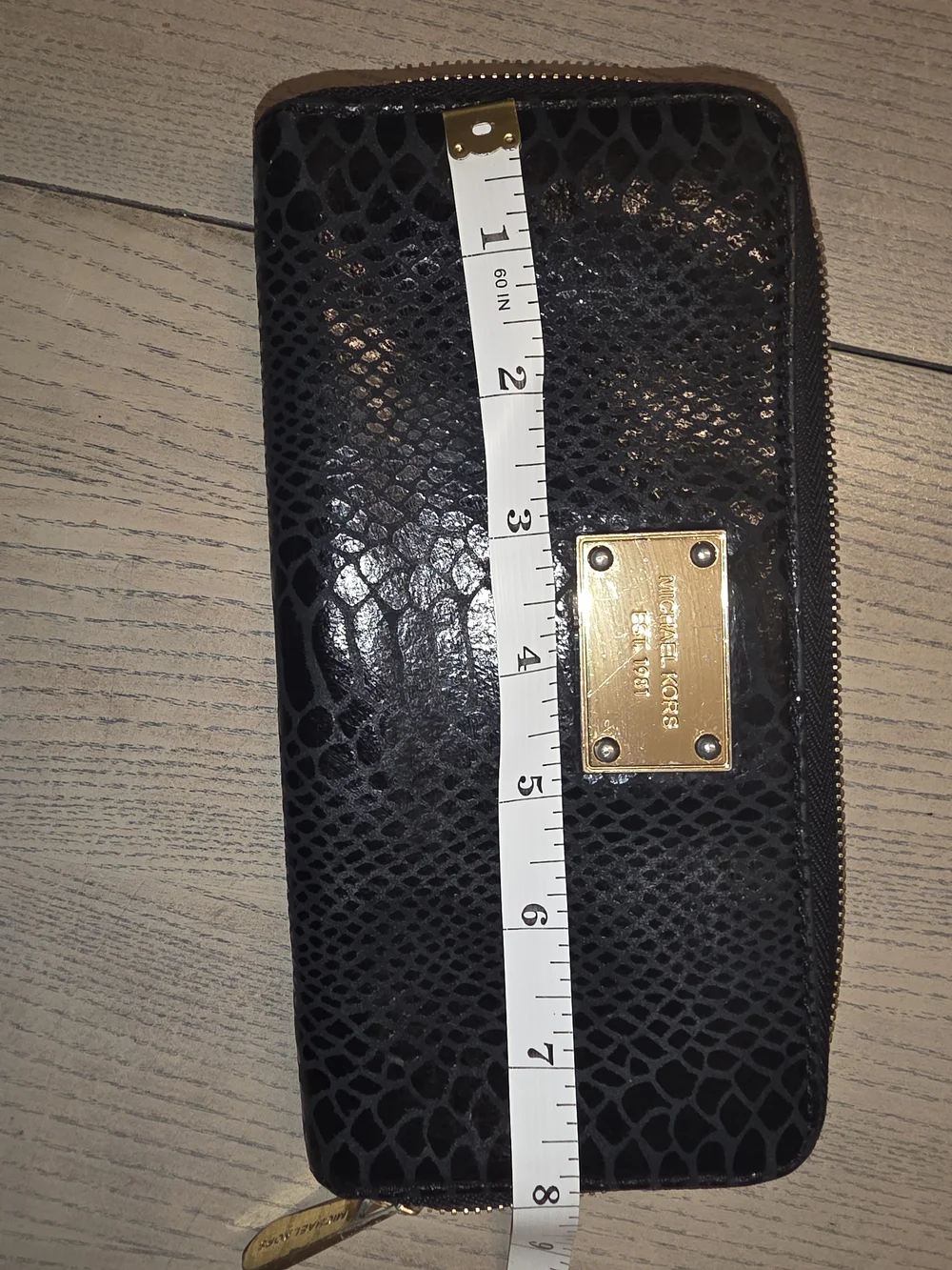 Michael Kors Black Snake-Embossed Zip Wallet
